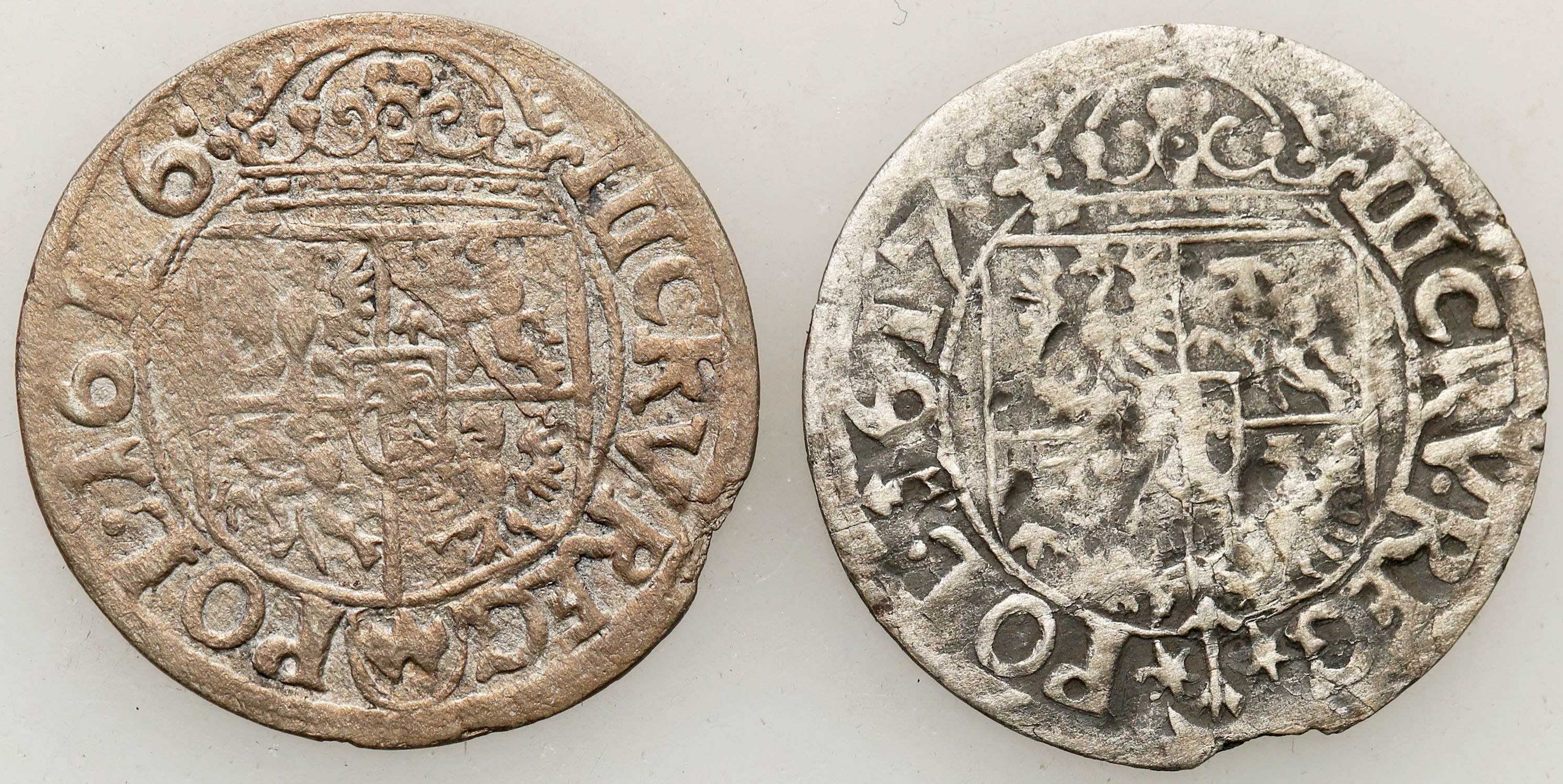 Zygmunt III Waza. Trzykrucierzówka 1616, 1617, Kraków, zestaw 2 monet